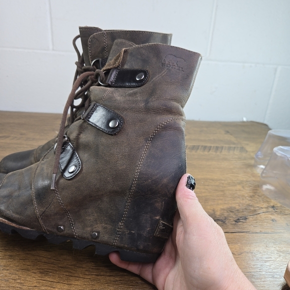 Sorel Joan Of Artic Wedge Mid Patina Brown Boots - Picture 5 of 12